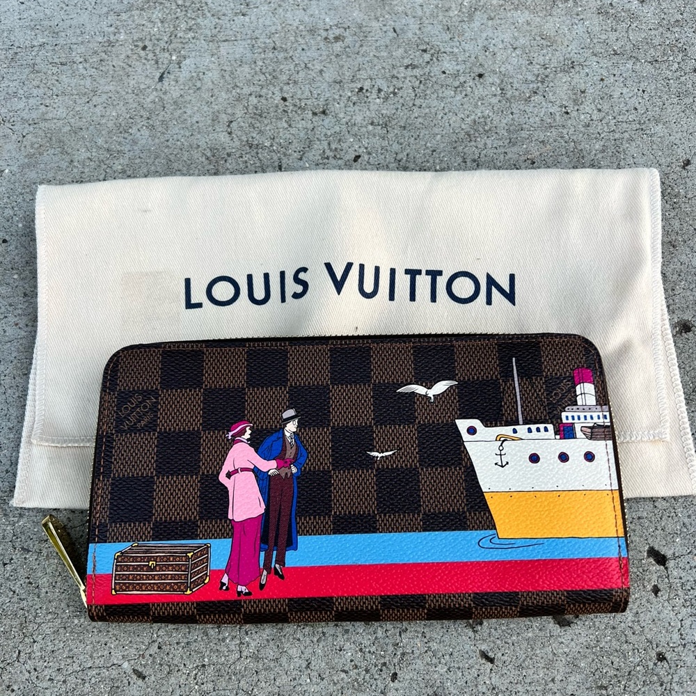Louis VUITTON Damier Ebene Cruise Ship Trunk Seagull Zippy Wallet Zip Around